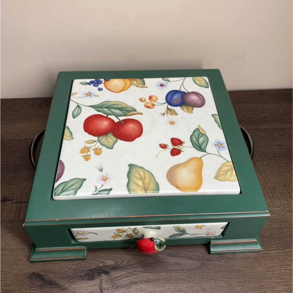 Princess House Ceramic Cheese Cutting Board & Ceramic Utensil Drawer